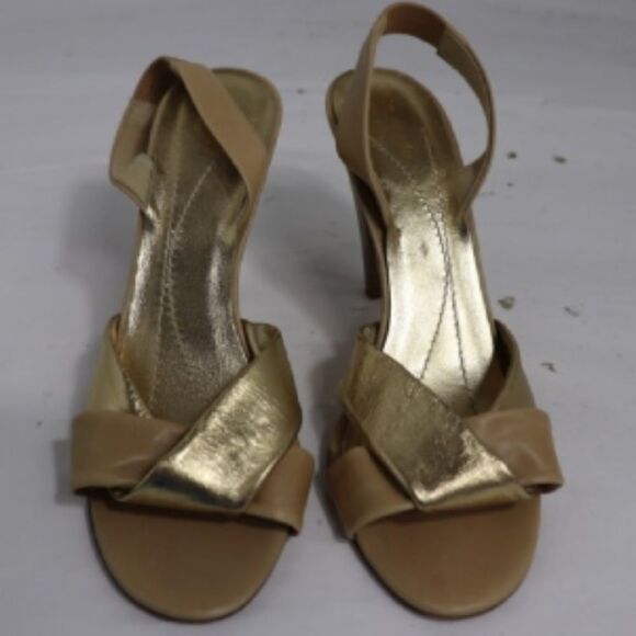 Kate Spade Gold nude Open Toe Slingback Heels - Picture 2 of 10